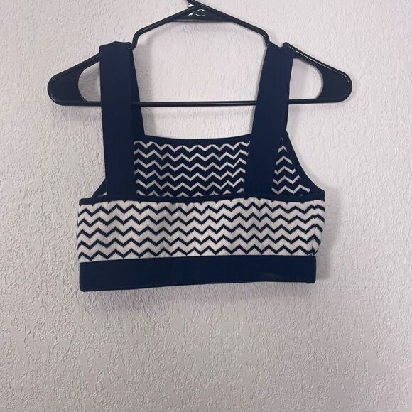 2 pc Set Seafolly Blue & White Zig Zag Patterned Tank & Shorts Set - Picture 4 of 10